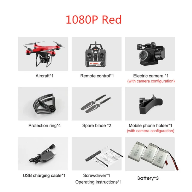 Red 1080P 3B Дрон 4k камера аэрофотосъемка длительный срок службы батареи Wifi карта передача четырехосный самолет игрушка пульт дистанционного управления RC самолет - Цвет: Red 1080P 3B