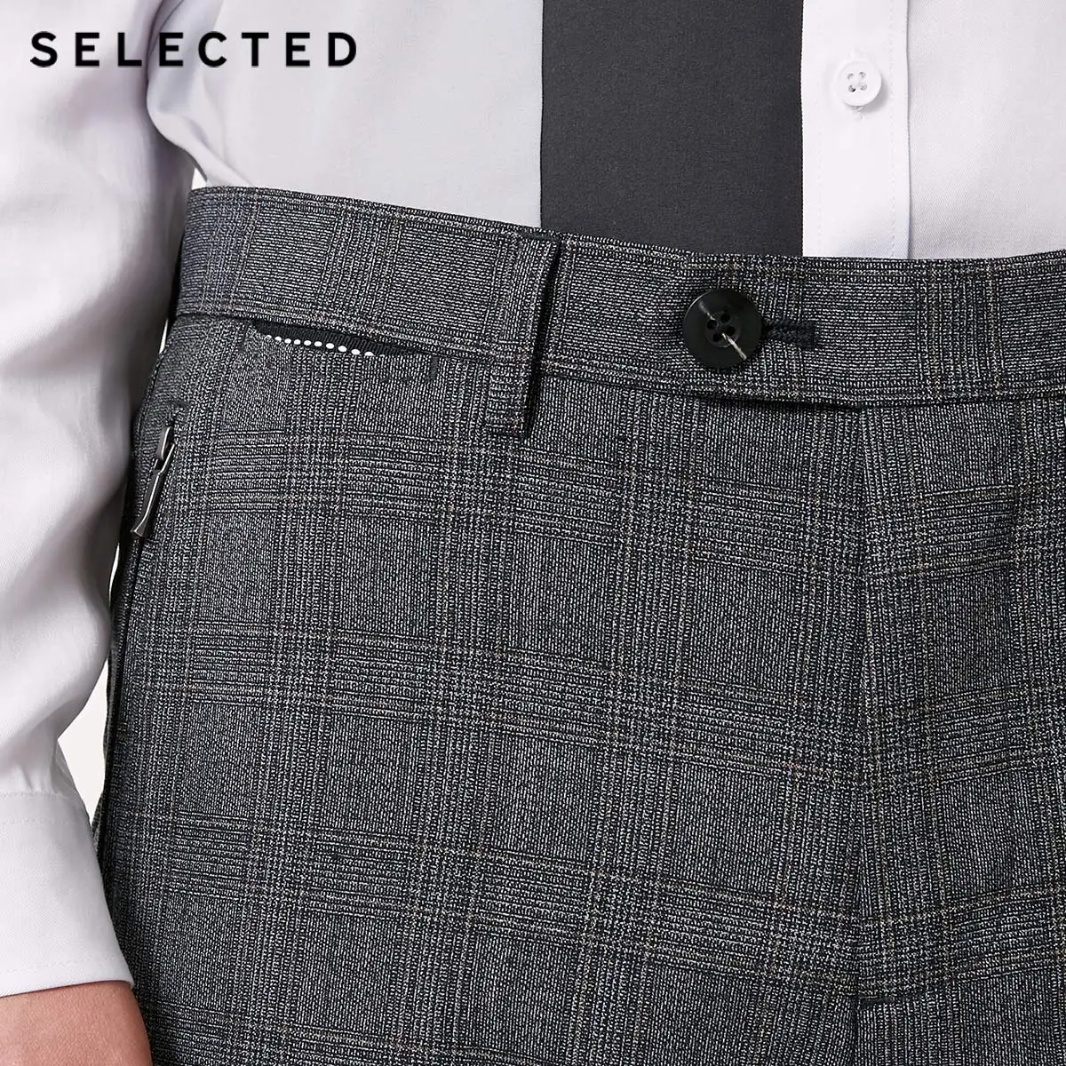 SELECTED Men's Slim Fit Woolen Plaid Pants S|419114553 | Мужская одежда