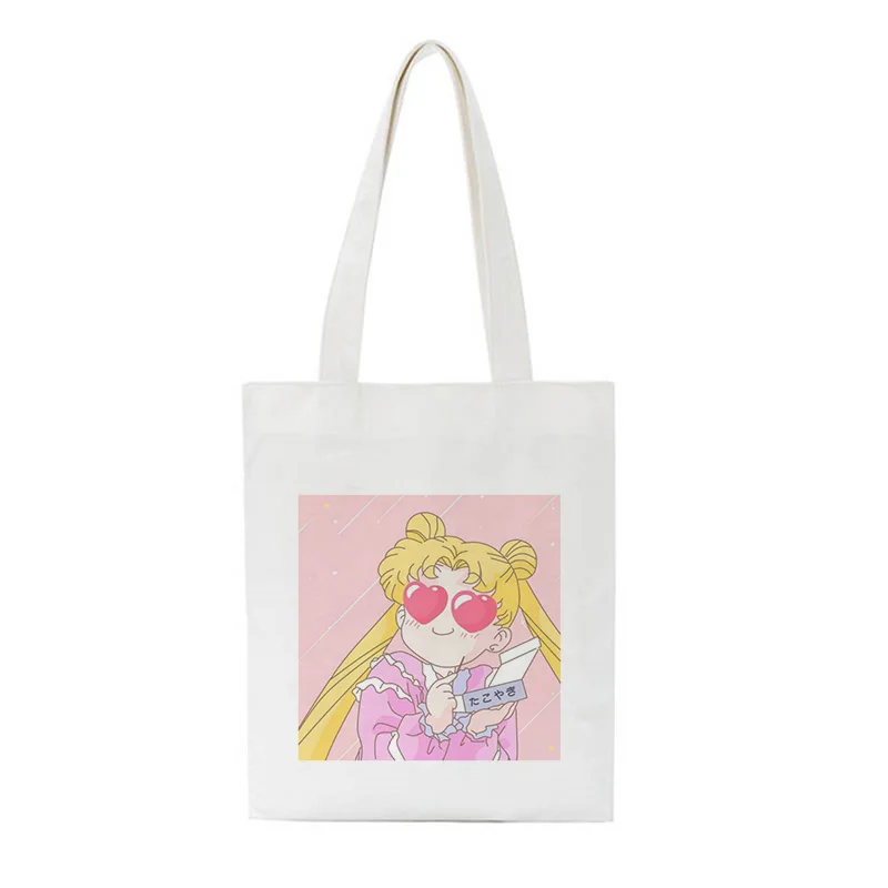 2255 Сейлор Мун кошка милая сумка на плечо Новинка Harajuku мультфильм печати холщовые сумки колледж открытый карман Большая вместительная сумка женская сумка - Цвет: 2255