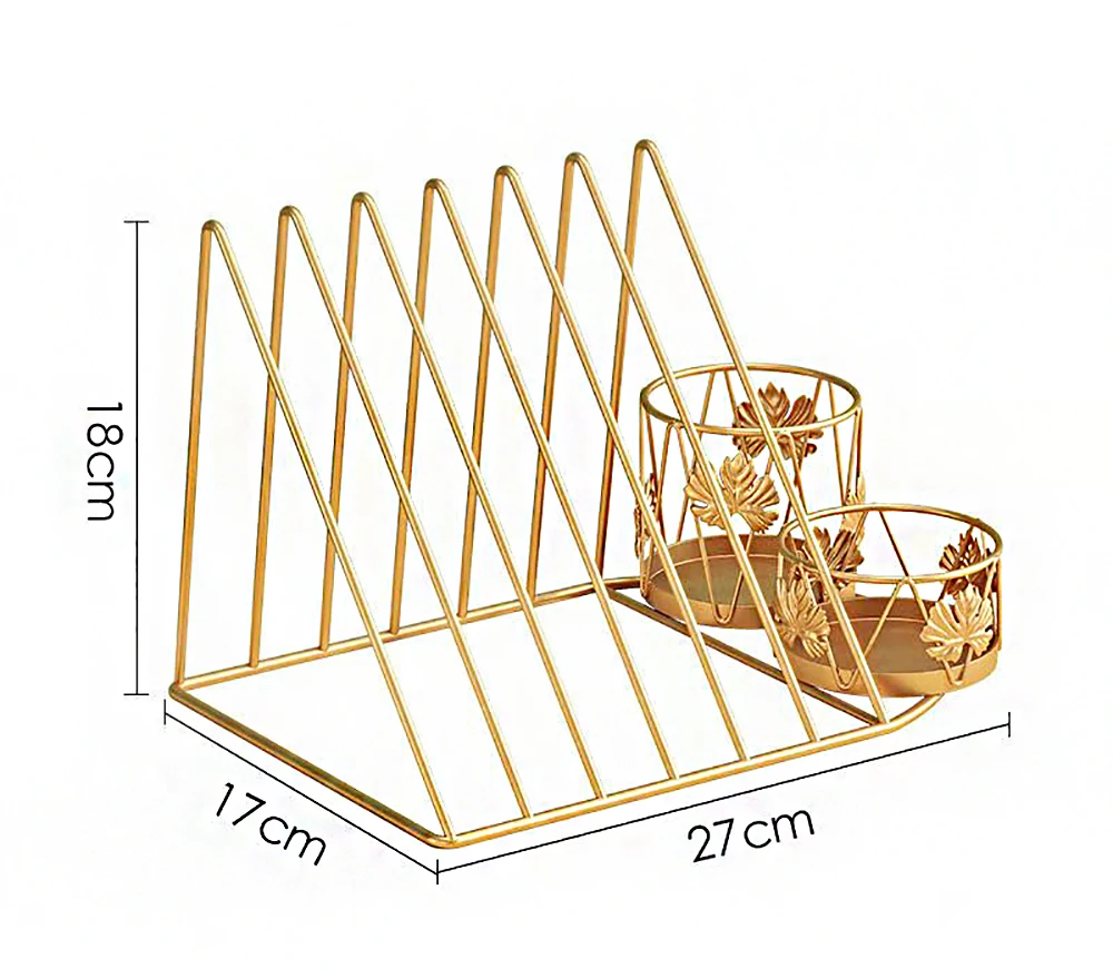 Треугольная железная полка для файлов с держателем ручек прочный металлический