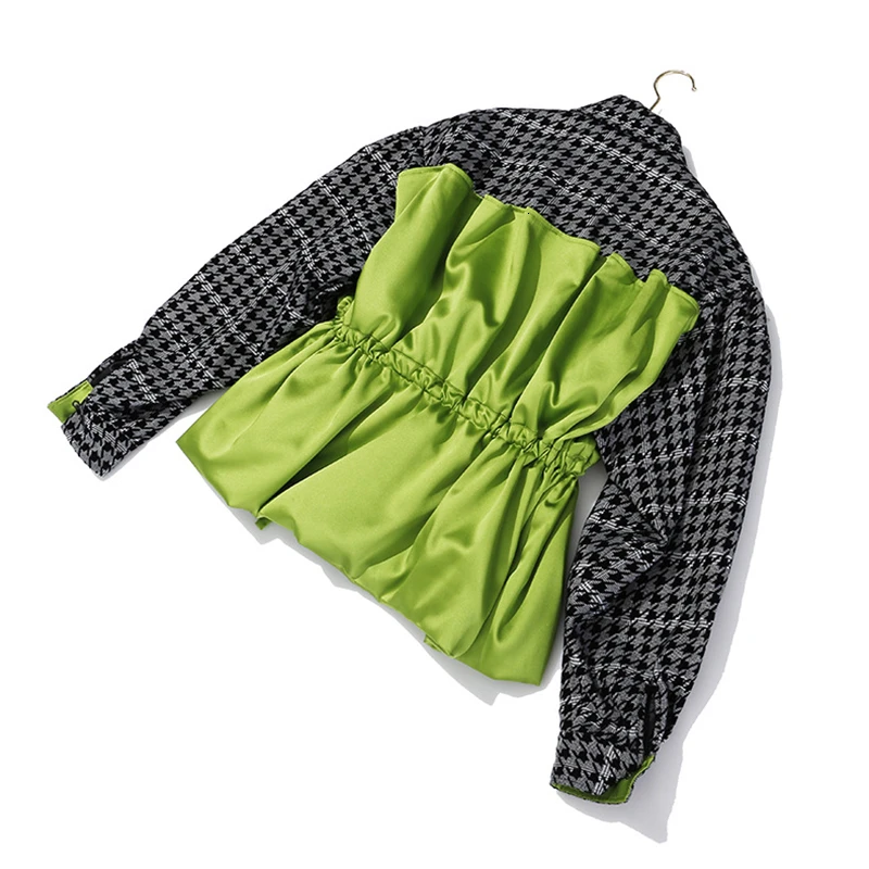 Женская флуоресцентная куртка на завязках с рукавами-фонариками и высокой