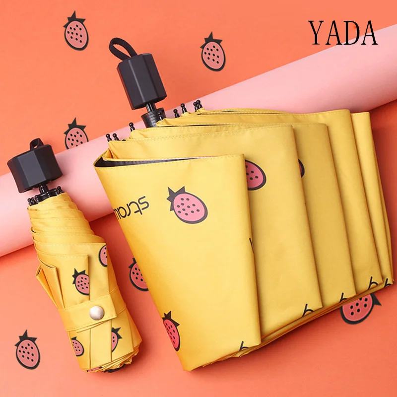 

YADA High Quality Cartoon Umbrella Rain Women uv Strawberry Fruit Umbrella For Women Windproof Cute Umbrellas Female YS200012