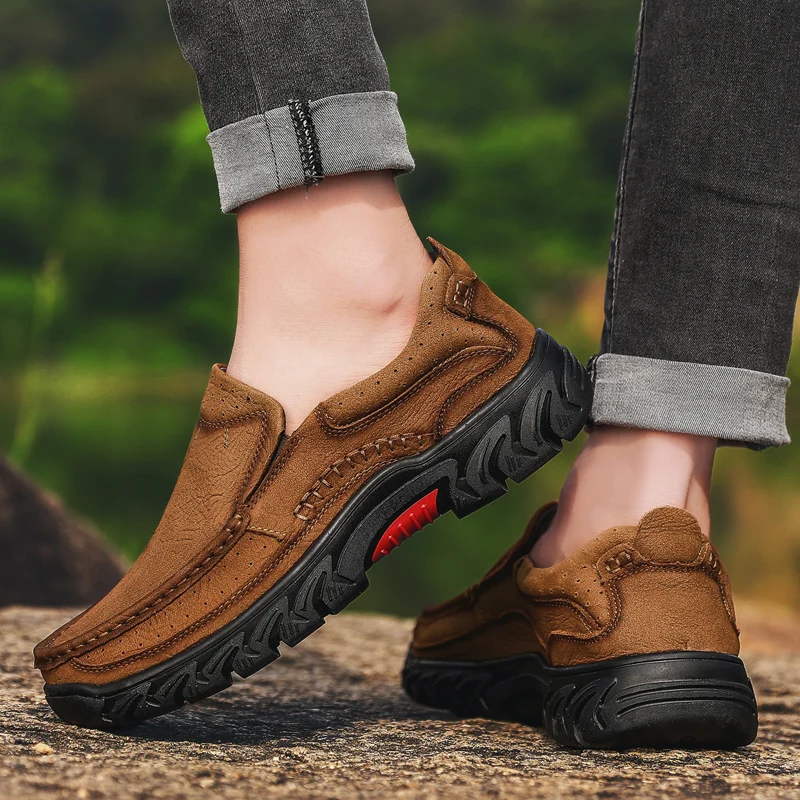 Мужская обувь для прогулок удобные уличные кроссовки из первого слоя воловьей