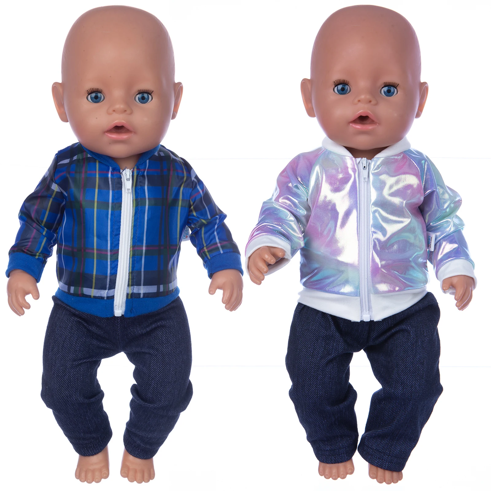 

2021 New Fit 18 inch 43cm Born New Baby Doll Clothes Accessories Silver Color Jacket Clothes Suit For Baby Birthday Gift