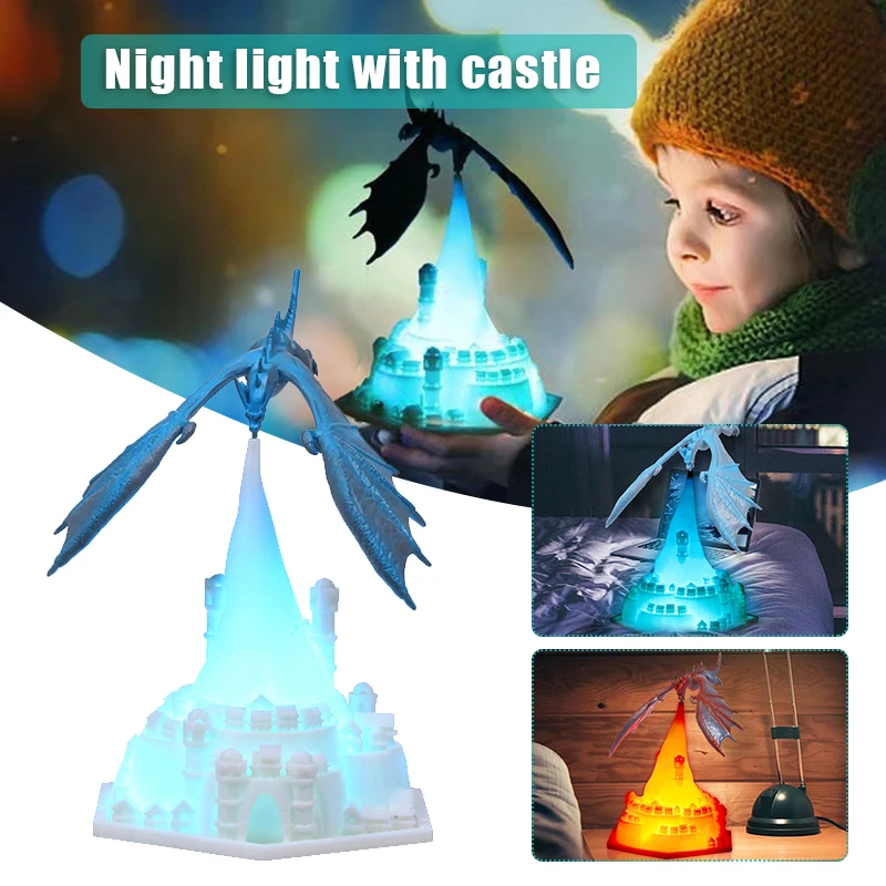 

Новинка, лампа с 3D принтом дракона, ночсветильник с заряжаемым замком, креативное настольное украшение для дома, гостиной, спальни, настольн...
