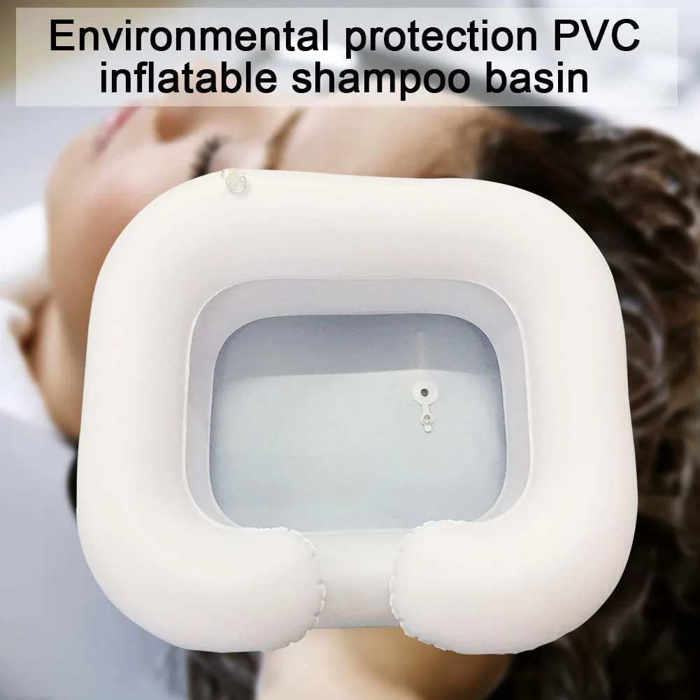 

Elderly Care Conditioner Inflatable Handicapped Hair Washing Basin Shampoo Tray Assistive Aid PVC Portable With Drain Tube