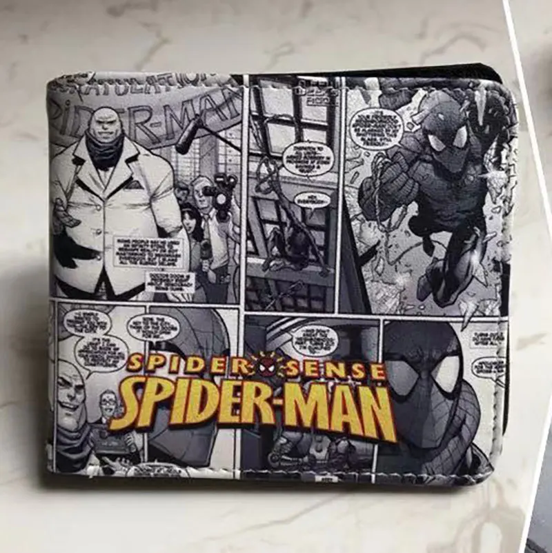 Marvel Men Wallet Q Version Captain America SpiderMan Comic Super Heroes Women with Card Holder | Багаж и сумки