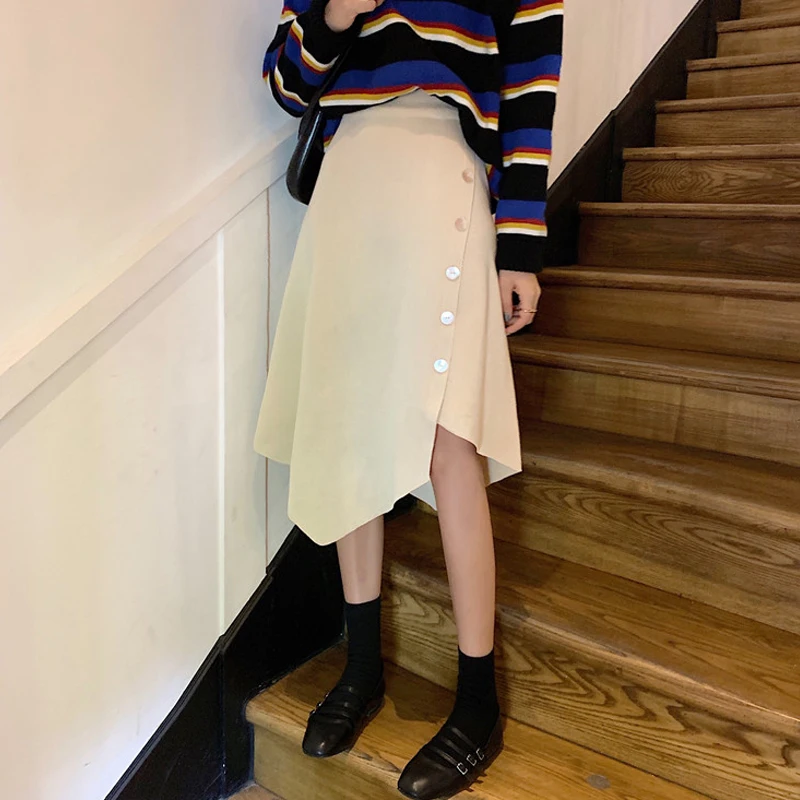 Irregular High Waist A-line Skirt Women Solid Elegant Vintage Black Pleated Maxi Plus Size Long Autumn Spring 2019 | Женская одежда