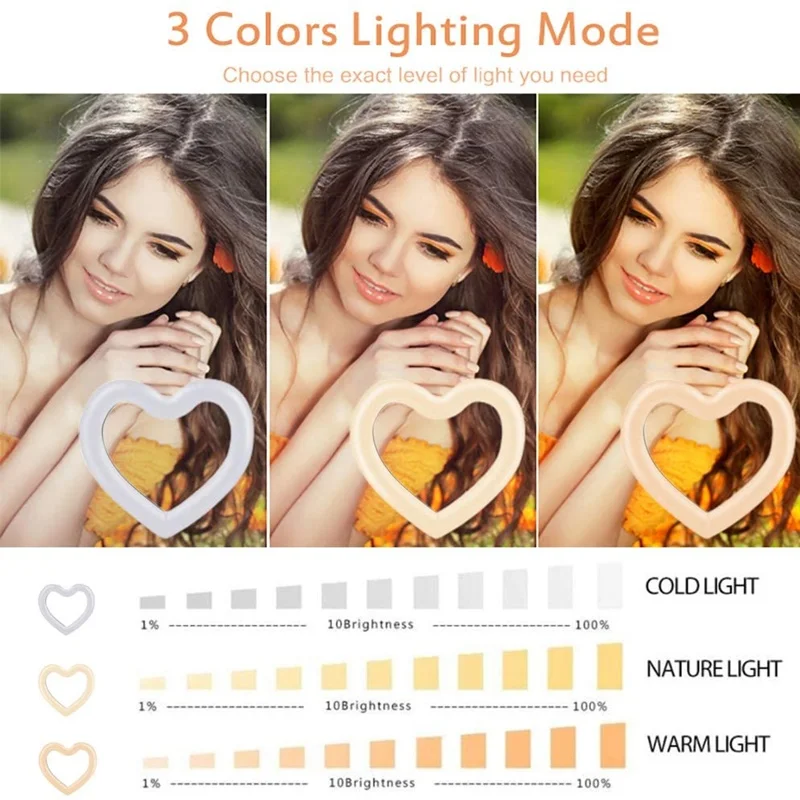 Кольцевой RGB-светильник 26 см с регулируемой яркостью в форме сердца | Электроника
