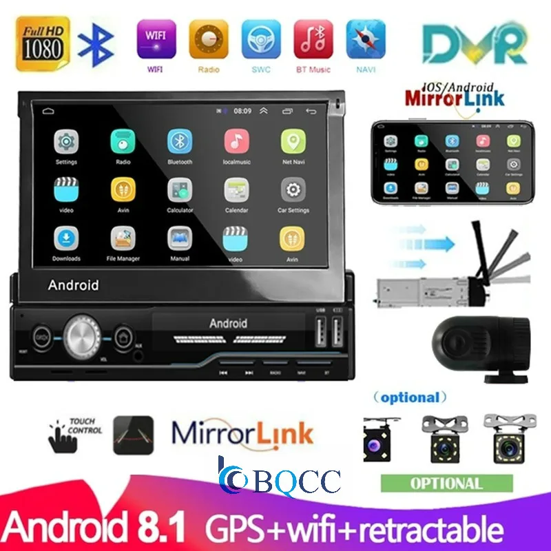 1 Din Android 8 GPS навигация автомобильный мультимедийный плеер Wifi Авторадио с