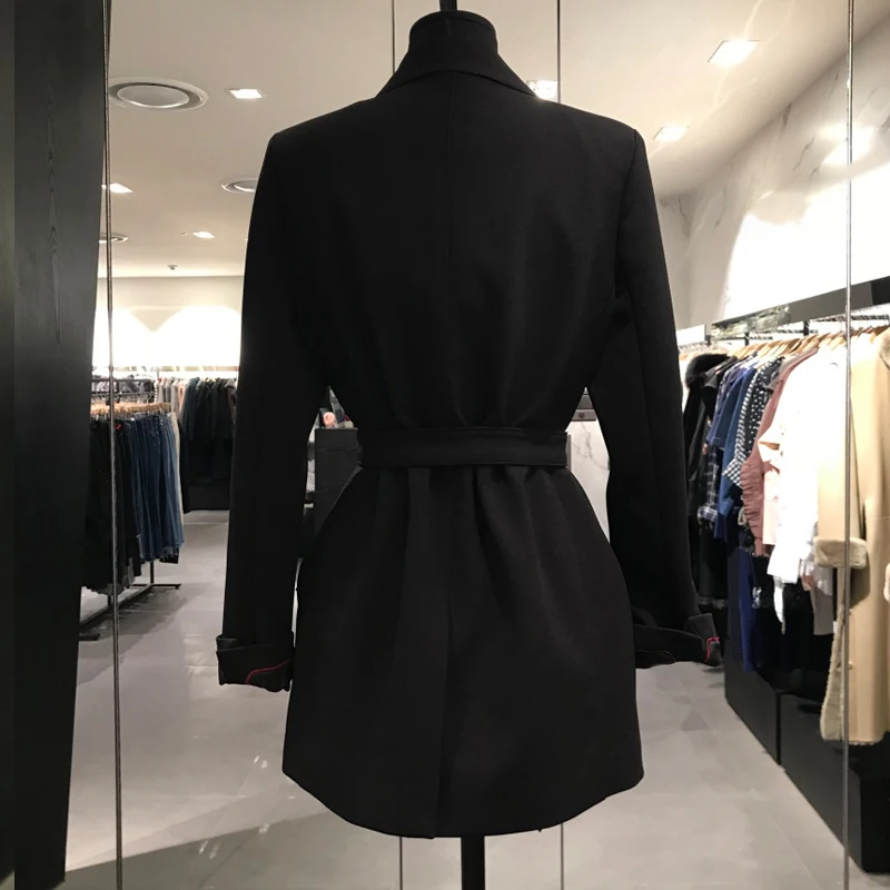 Женская одежда черный кружевной сплошной цветной лацкан маленький костюм куртка