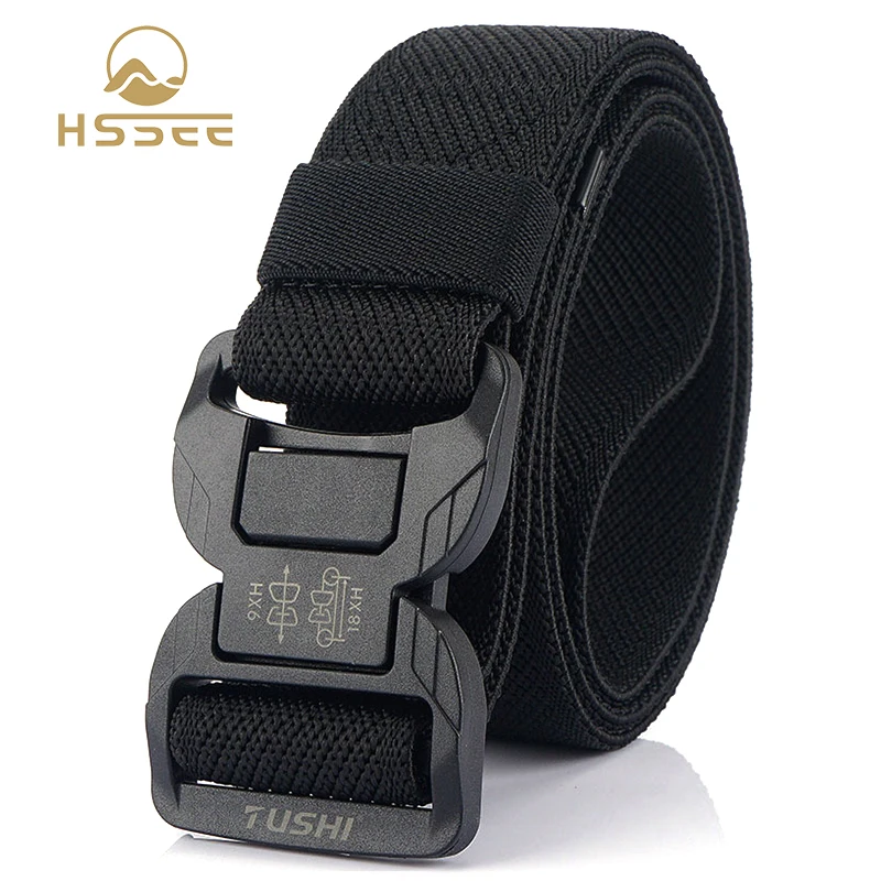 

HSSEE 2021 Легкий эластичный ремень из АБС-пластика с магнитной пряжкой прочный нейлоновый уличный спортивный эластичный ремень для джинсов во...