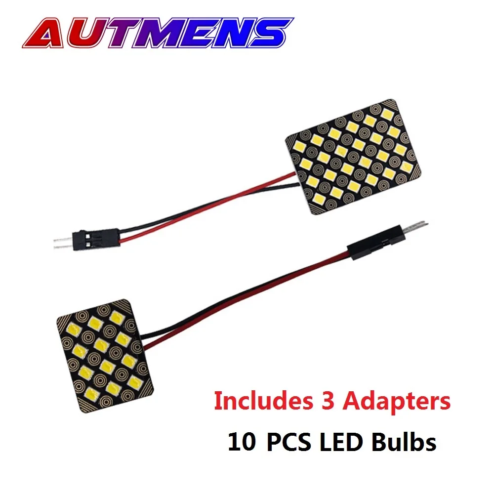 10 PCS Festoon T10 12 48 SMD BA9S 3Adapter Car LED Vehicle Panel Lamps Auto Interior Reading Lamp Dome Lights Bulb 12V | Автомобили и