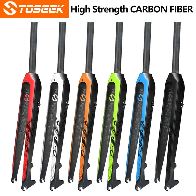 Велосипедная вилка из углеродного волокна передняя 26/27.5/29 дюйма жесткая TOSEEK