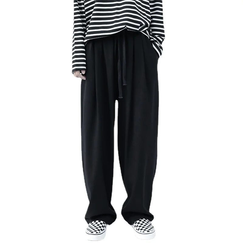 

Elastic Black Long Wide Leg Casual Pants Capris Women High Waist Trousers New Loose Fit Fashion Tide Spring Autumn 2021 Women's
