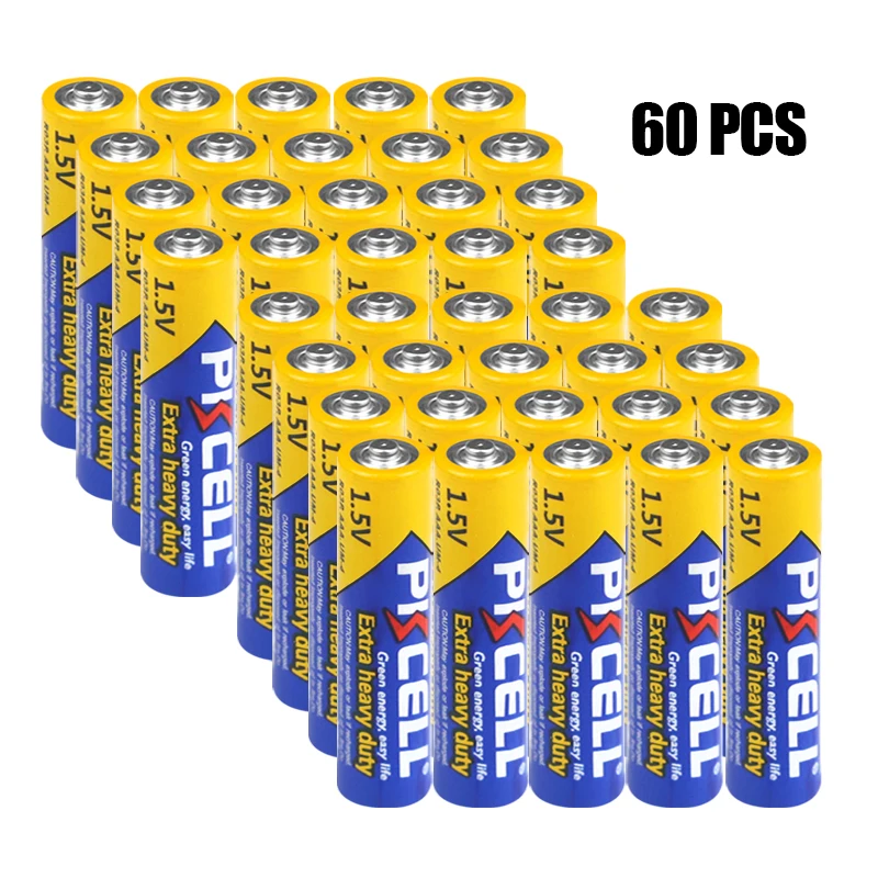 

60PCS 1.5V AAA R03P Dry Primary Battery Carbon Zinc Batteries R03P Extra Heavy Duty for Wireless Mouse Remotes Alarm Clock