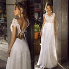 Женское свадебное платье, Пляжное платье с коротким рукавом, открытой спиной, 2022