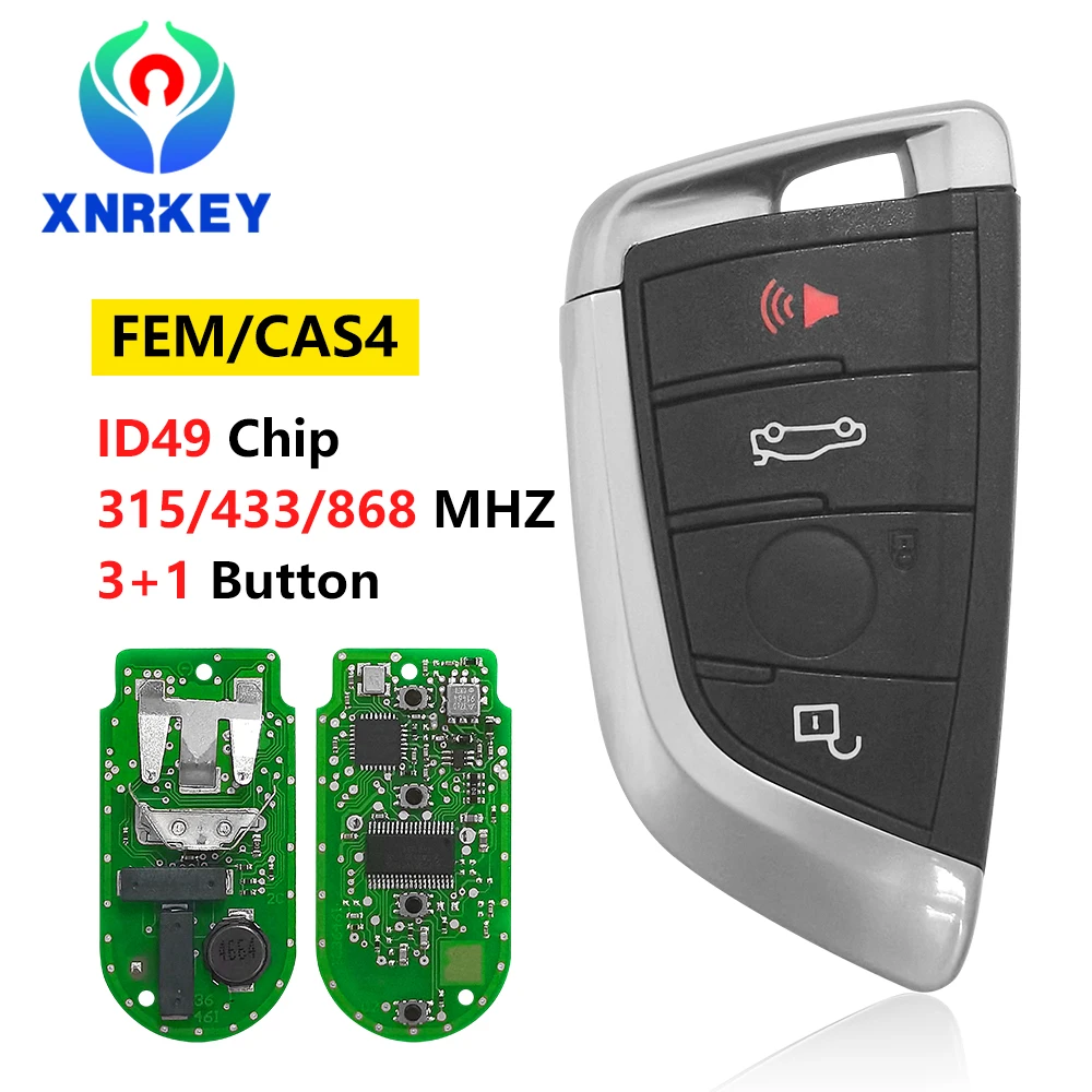 

XNRKEY 4-кнопочный дистанционный ключ ID49/PCF7953 чип 315/433/868 МГц для BMW X3 X5 X6 X7 CAS4 CAS4 + FEM F система автоматический умный дистанционный ключ