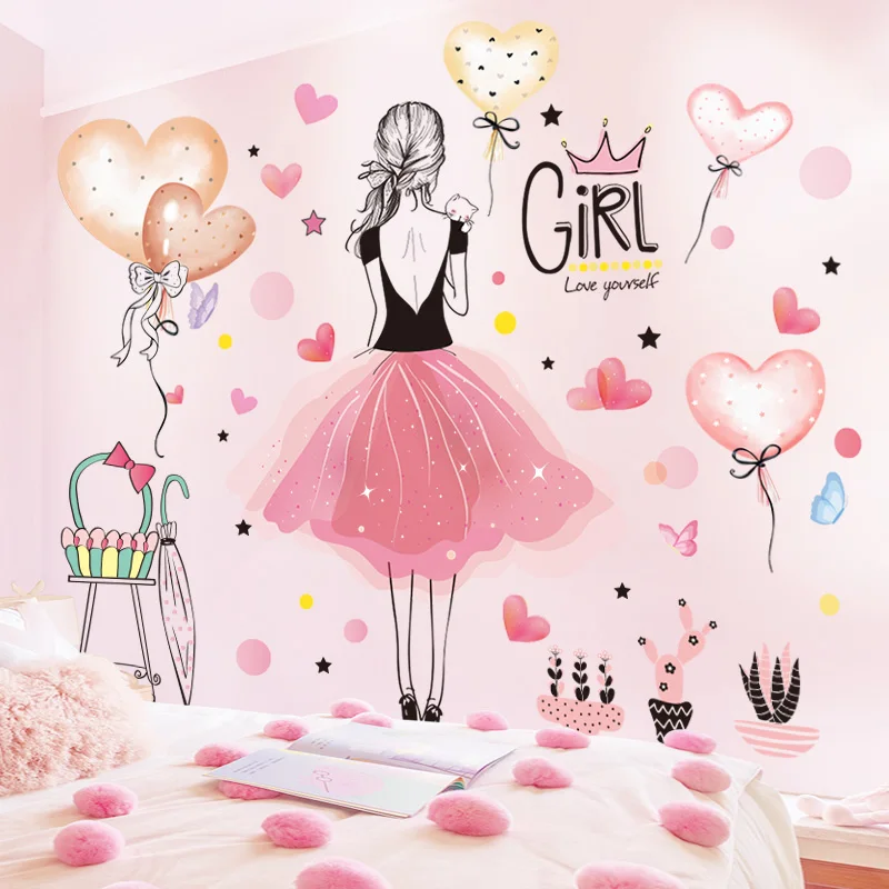 

[SHIJUEHEZI] Cartoon Balloons Wall Stickers DIY Girl Wall Decals for Kids Rooms Baby Bedroom Nursery Home Decoration