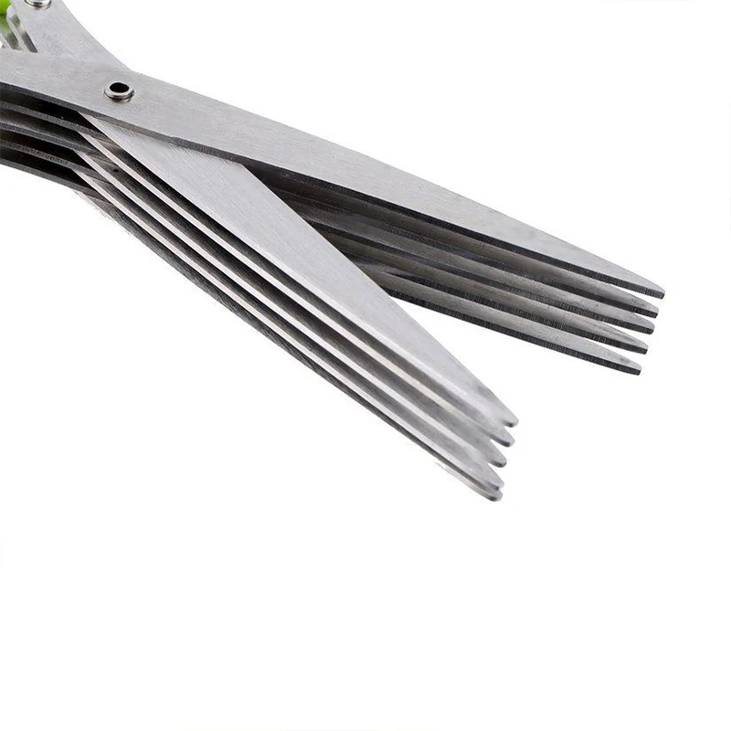 Multi-Functional Stainless Steel Kitchen Knives 5 Layers Scissors Sushi Shredded Scallion Cut Herb Spices Cooking Tools | Дом и сад