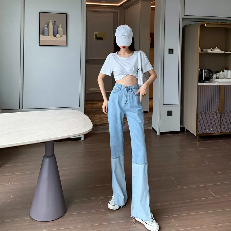 

NEW Woman Jeans Ripped High Waist Clothes Wide Leg Denim Clothing Streetwear Vintage Quality Fashion Harajuku Straight Pants