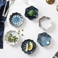 originality ceramics plate flavor small dish seasoning food a european flower tableware white blue