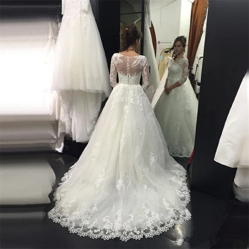 NUOXIFANG Новое поступление свадебное платье с длинными рукавами vestido de noiva кружевное свадебное платье изготовленный на заказ белый цвет слоновой кости свадебное платье