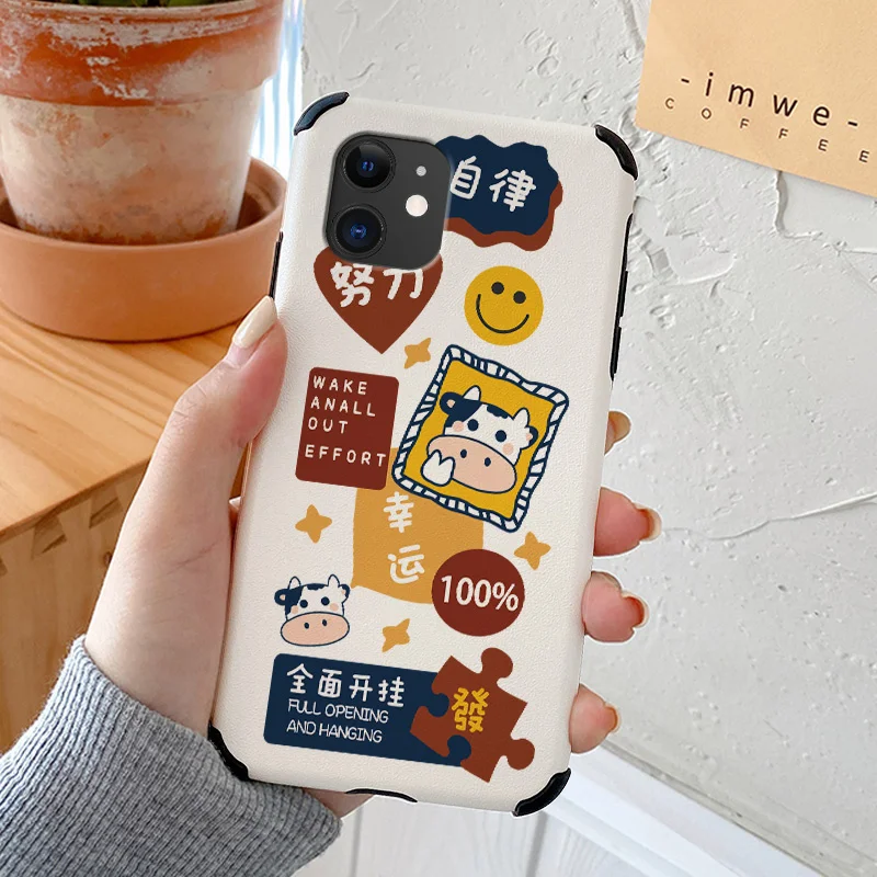 

Fortune Bull Phone Case For iPhone 12 Pro Max Mini 11 Pro Max X XS XR XSMAX SE2020 8 8Plus 7 7Plus 6 6S Plus Lambskin Cover