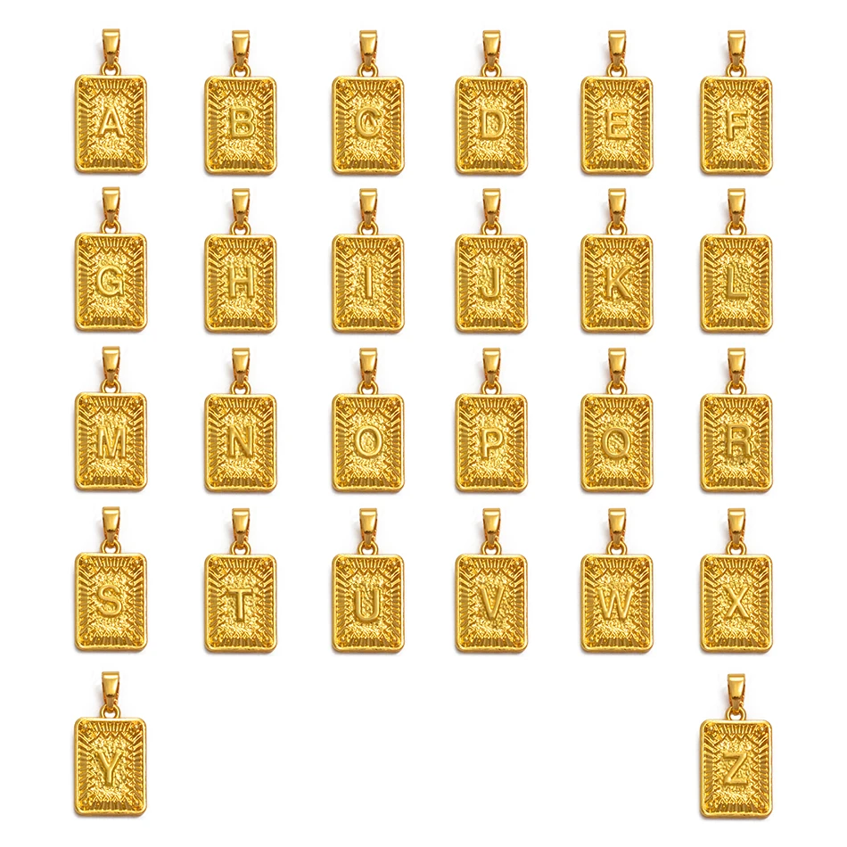 

Anniyo (26pcs/Lot) Wholesale Square Letters Charm Pendant A-Z English Initial Alphabet ABC Pendants Jewelry Gift #221606B