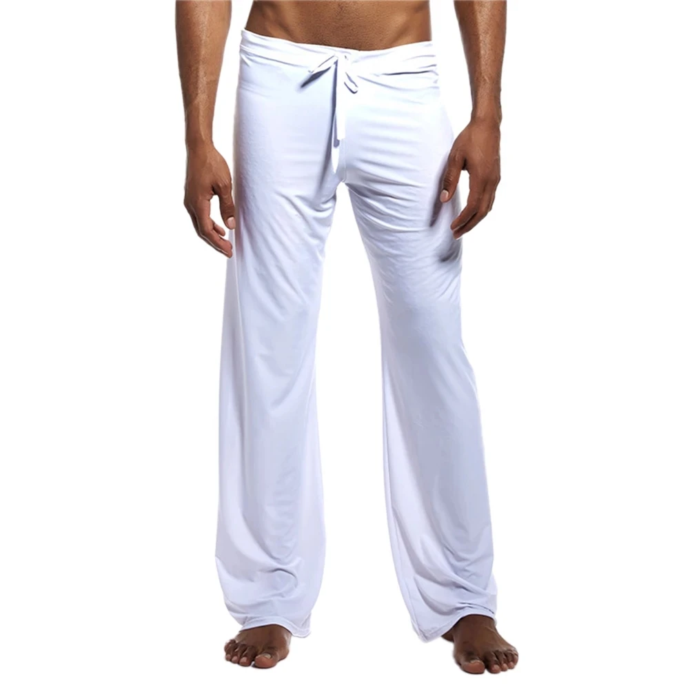 

2021 Men Yoga Running Pants Spring Summer Ice Silk Sweatpants Gym Yoga Fitness Casual Pants Men's Solid Drawstring Trousers