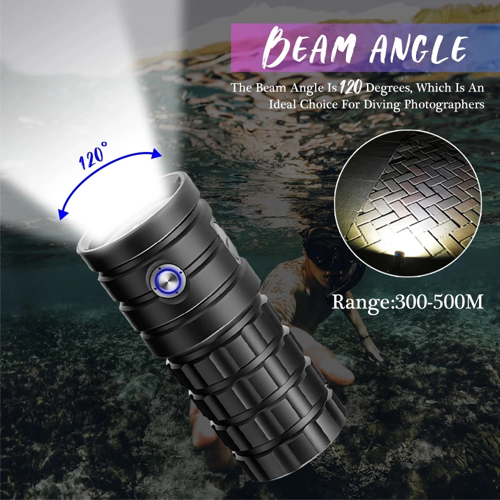 Verkauf Super Hellsten Tauchen Taschenlampe 25000LM XHP50 LED Taschenlampe IPX8 Wasserdichte Unterwasser 100m Gebaut-in Batterie 9 Modi Dive