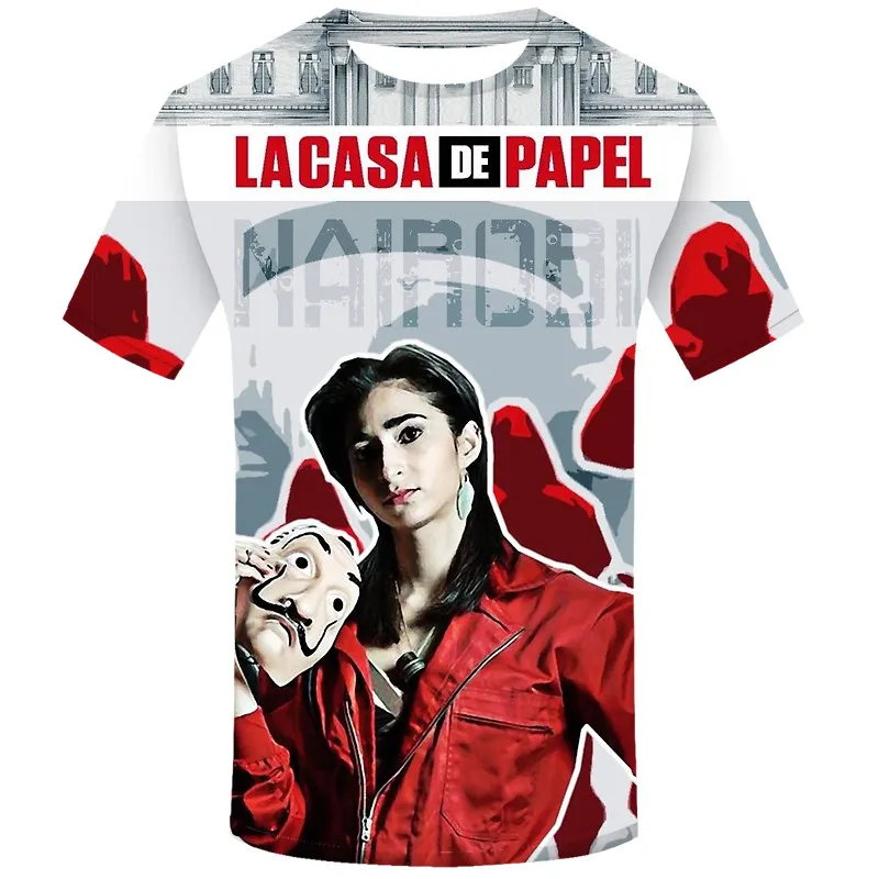 Nairobi money heist the house of paper 3D принт футболки La Casa De Papel мужские забавные повседневные