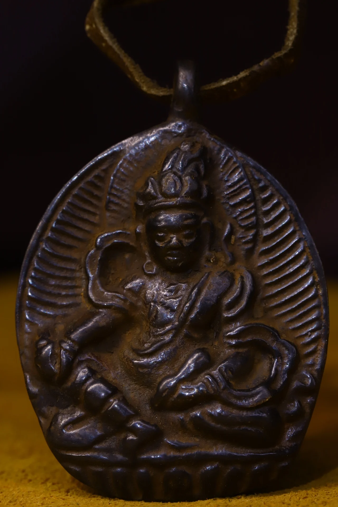 

2"Tibetan Temple Collection Old Bronze Huang Caishen Yellow God of Wealth Buddha Pendant Amulet Town House Exorcism