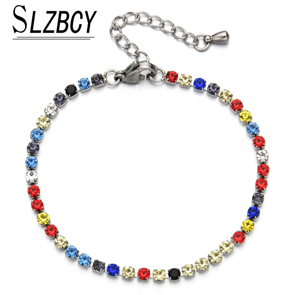 Женские теннисные браслеты из нержавеющей стали с фианитом|Браслеты шармами| |