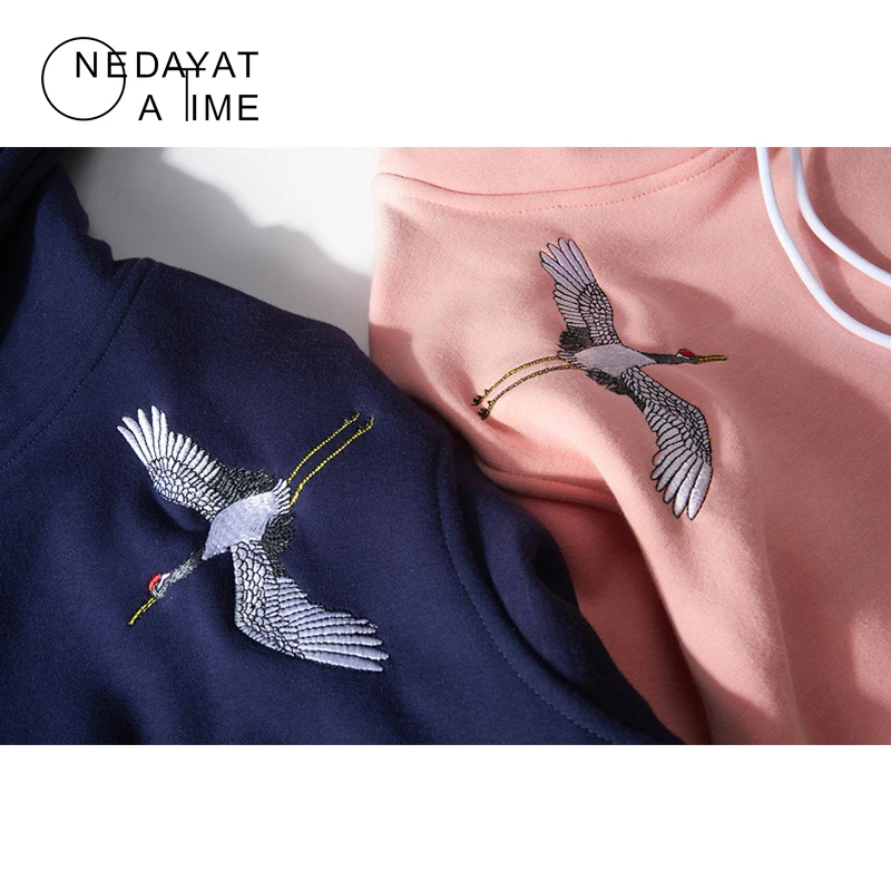 Новые японские вышитые краны флисовые толстовки уличная Мужская и женская 2019