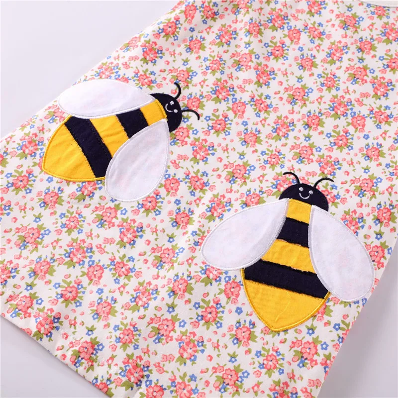 Детское Хлопковое платье с аппликацией прыжков длинным рукавом | Детская одежда