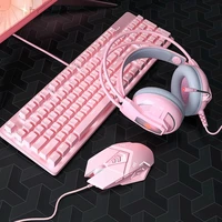 2400dpi pink real mechanical keyboard and mouse set cute girls e sports gaming computer peripherals with backlight 104 keys