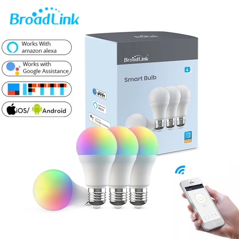 

BroadLink LB27R1/LB26R1 220 В Wi-Fi умная RGB Светодиодная лампа E27 Smart Blub 2700K-6500K работает с Alexa и Google Home