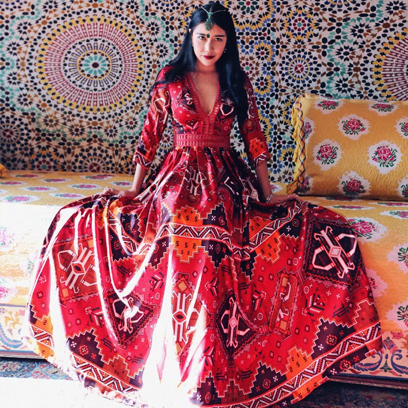 Женское длинное атласное платье с V образным вырезом размеры 2xl 3xl|Женские платья|