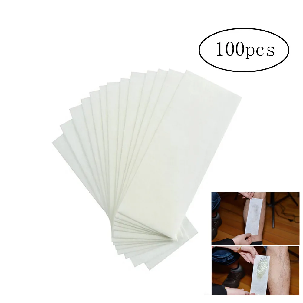 

100PCS White Large Non Woven Waxing Strips Hair Removal Wax Strip Facial Body Leg Wax Strips Epilating Strips For Man&Women