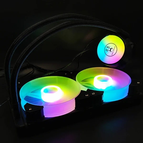 

COOLMOON 240mm RGB LED Fan 4 Pin PWM CPU Water Cooling Radiator Suitable for /AMD Multi-Platform CPU Radiator