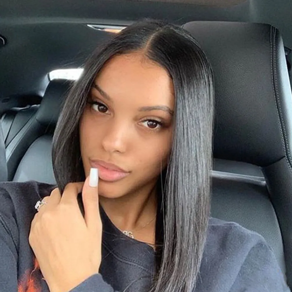 Прямые передние парики из человеческих волос на сетке 13x1 без повреждений