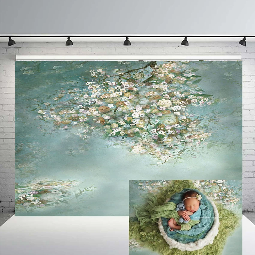 

Vinyl Photography Background Baby Shower Pink Flower Cartoon Birthday Party Spring Children Background Photo Studio