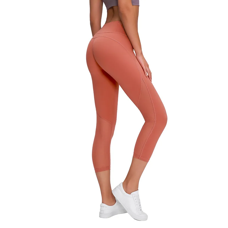

Double-sided stretch slim-fit yoga pants High-waist hip-lifting cool mesh running cropped trousers