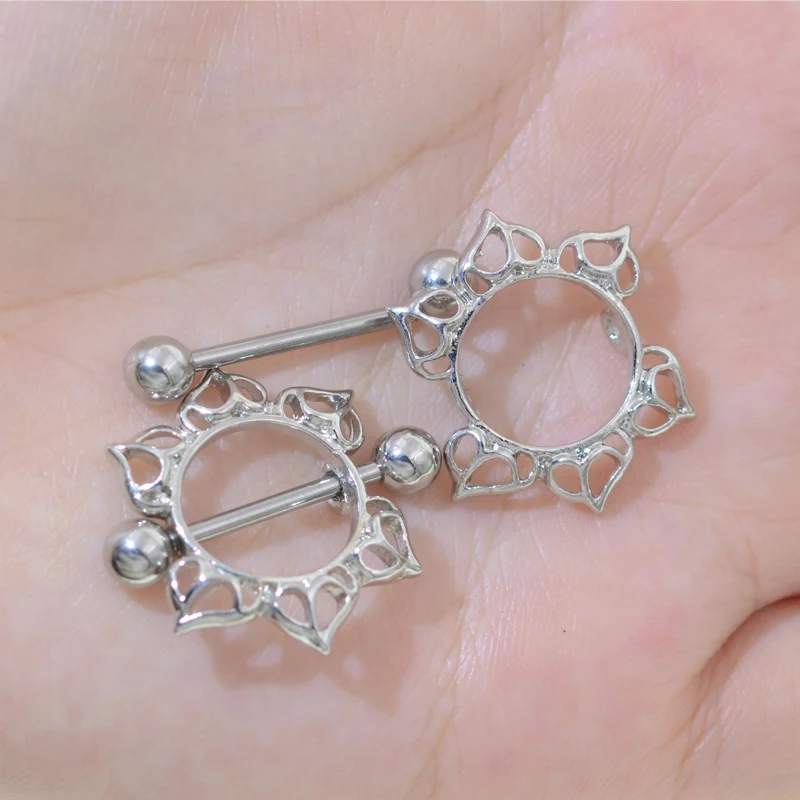 Кольца из нержавеющей стали 316L в виде цветка для сосков пирсинг украшения тела