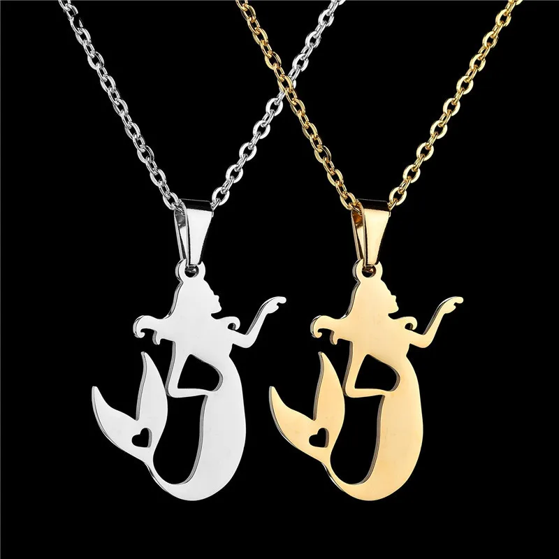 UAGE романтическое крошечное пляжное ожерелье с русалкой Морское из нержавеющей