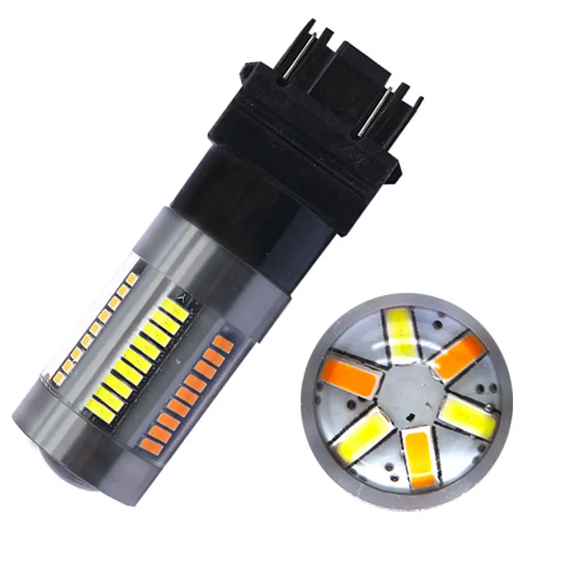 1pcs 1157 T25 3157 T20 7443 Led 4014 66SMD 12V Dual Color White Amber Auto Car Bulbs DRL with Turn Signal Lights Brake Lamp | Автомобили и