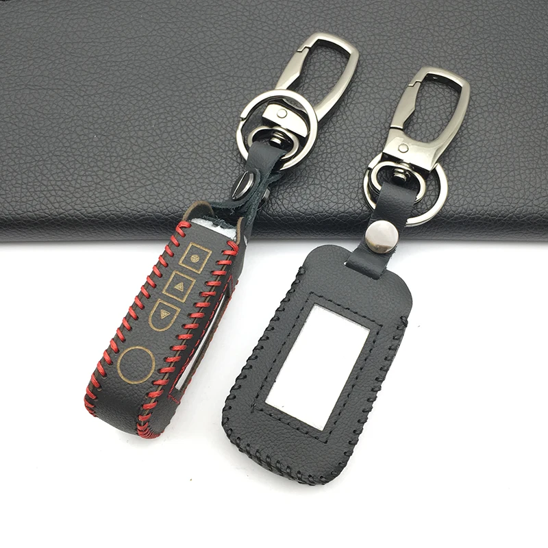 

Genuine Leather Key Case Tamarack For Russian Two Way Car Alarm LCD Remote Control Keychain For Starline A92/A94/V62/A62/A64