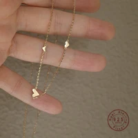 hi man s925 sterling silver gold plated three small heart necklace women cold wind temperament pendant simple clavicle chain