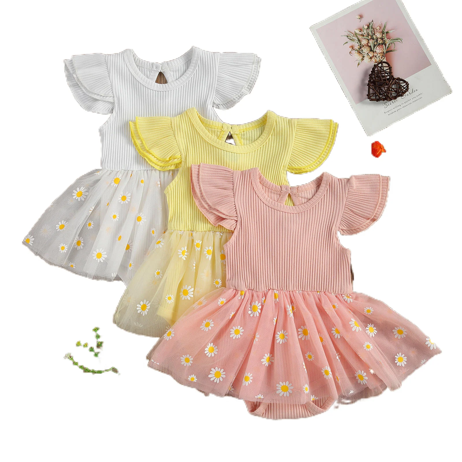 

Новинка, летняя одежда для новорожденных, маленьких девочек, комбинезон с цветочной пачкой, боди, платье с рукавами-фонариками, наряд принце...